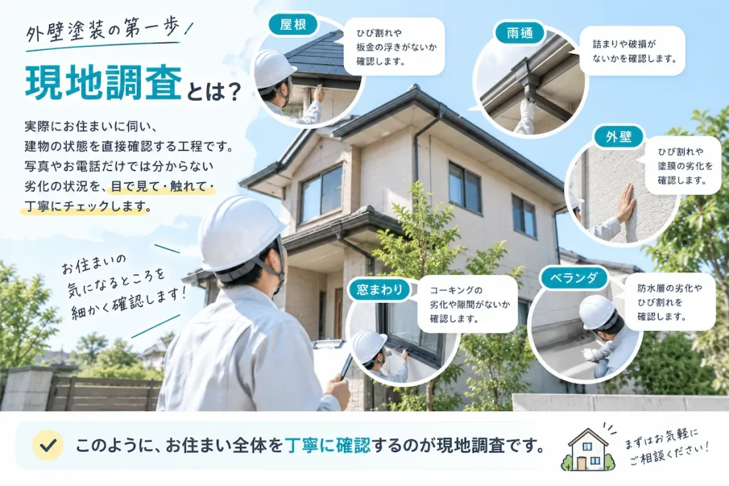 外壁塗装への第一歩。現地調査とは？